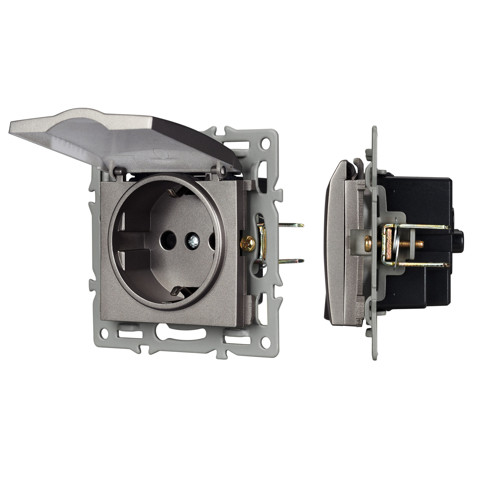 Механизм розетки влагозащищённый SCT-MCP-PL-GR (250V, 16A) (Arlight)