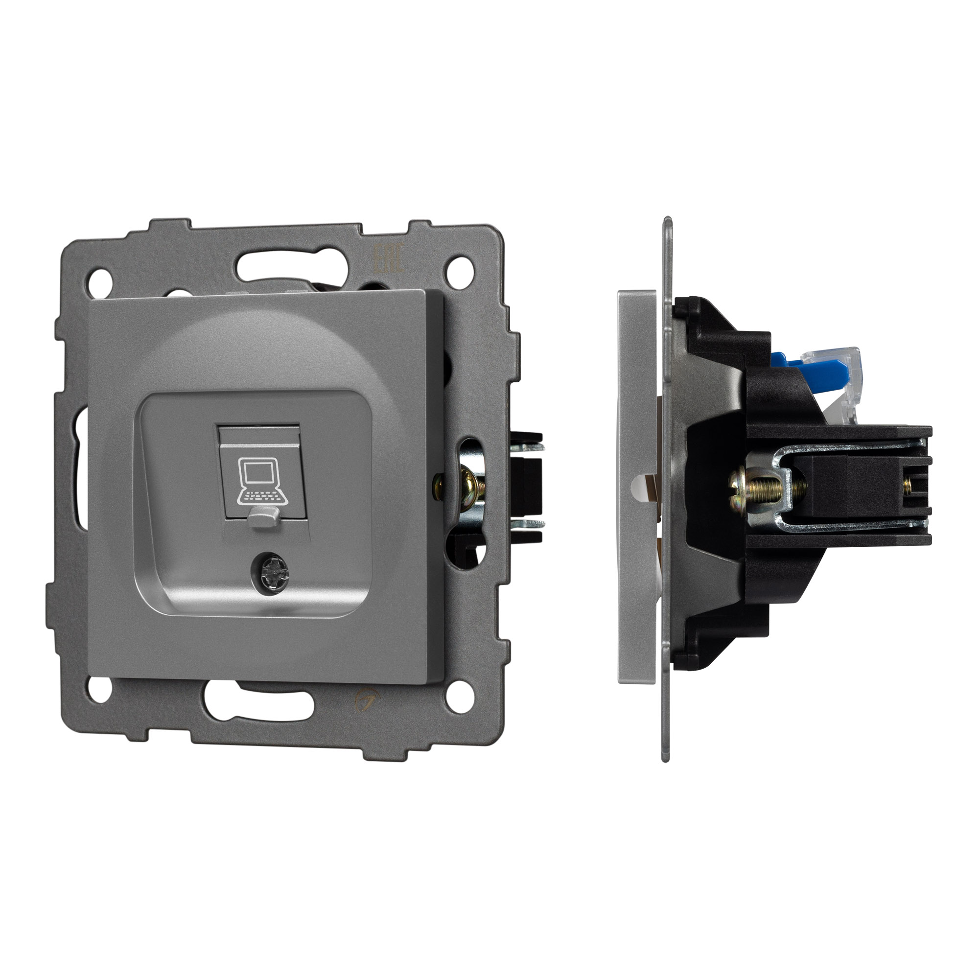 Механизм компьютерной розетки SCT-MPC1-PL-GR-V (RJ-45, CAT6) (Arlight)
