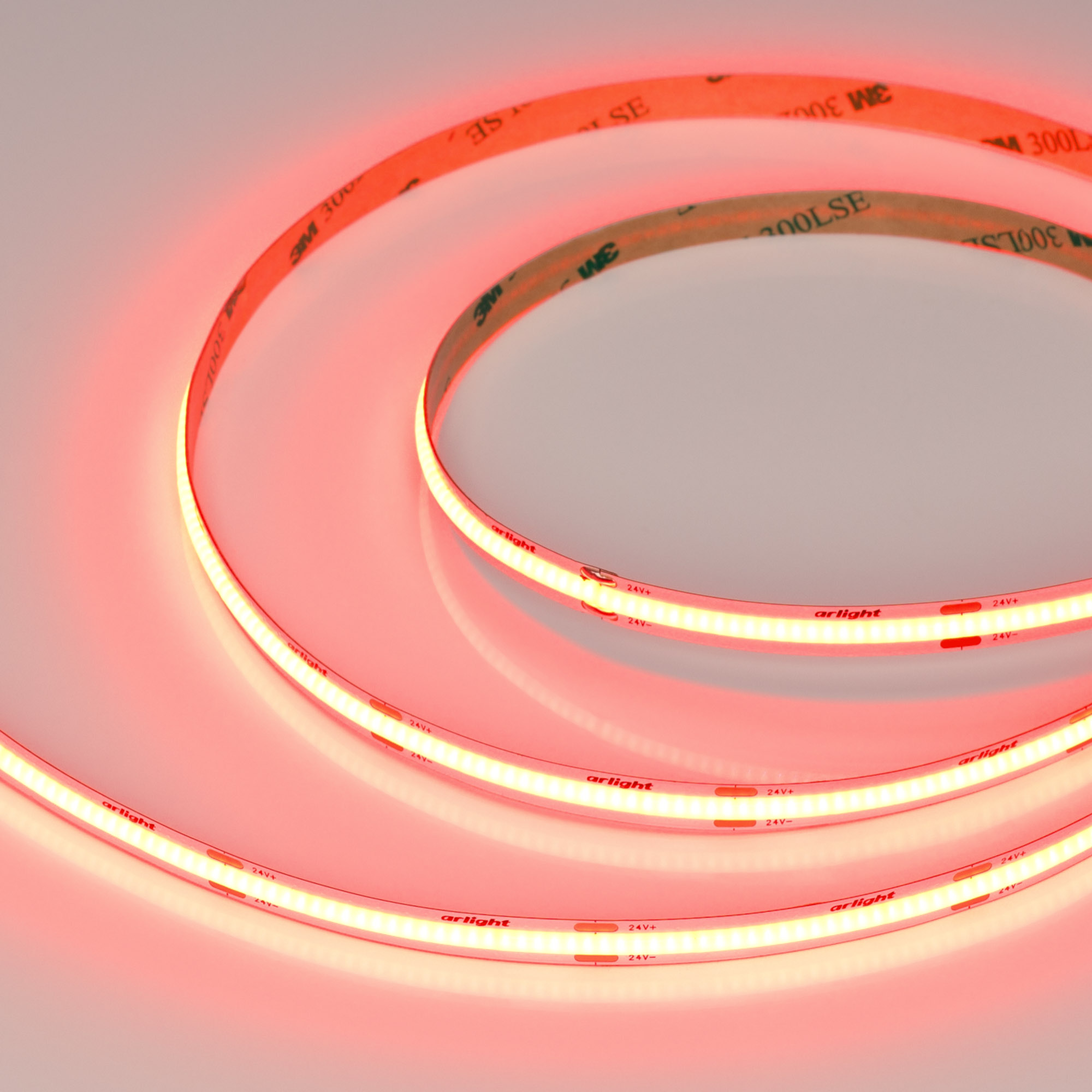 Лента COB-X480-8mm 24V Red (8 W/m, IP20, 5m) (Arlight)