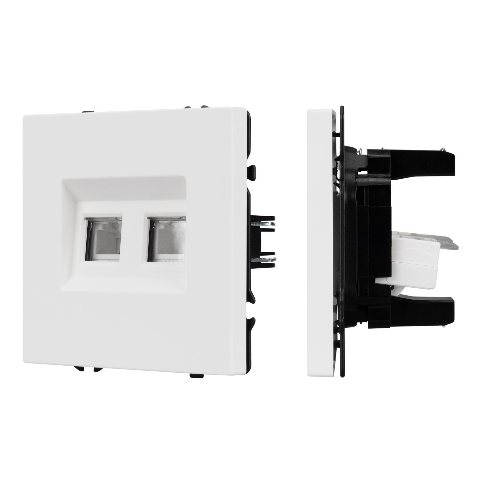ARL NOBE Розетка телефонная двойная софт-тач белый кварц SCT-MTL2-SFPL-WH (2хRJ-11, 4C) (Arlight)