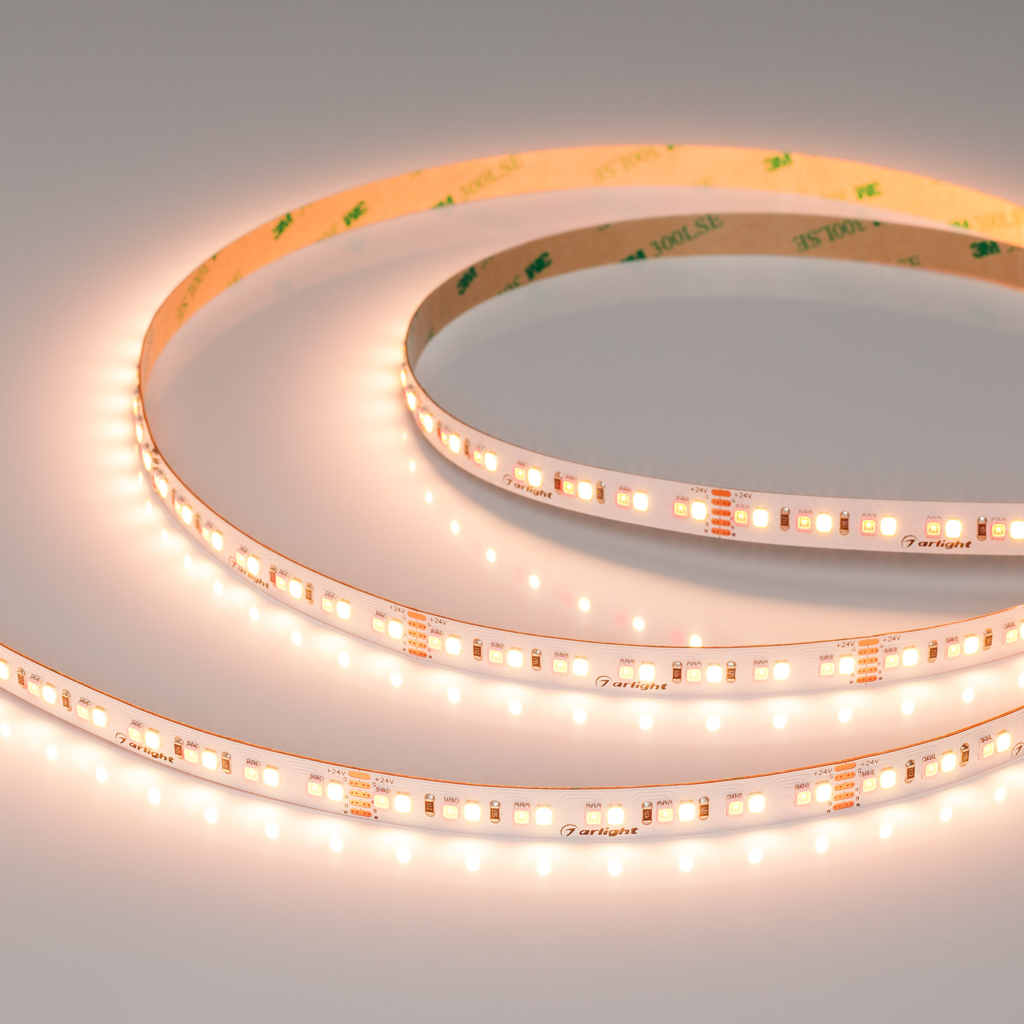 Лента RT-A168-10mm 24V RGBW-Warm (20 W/m, IP20, 5m) (Arlight, высок.эфф.150 лм/Вт)