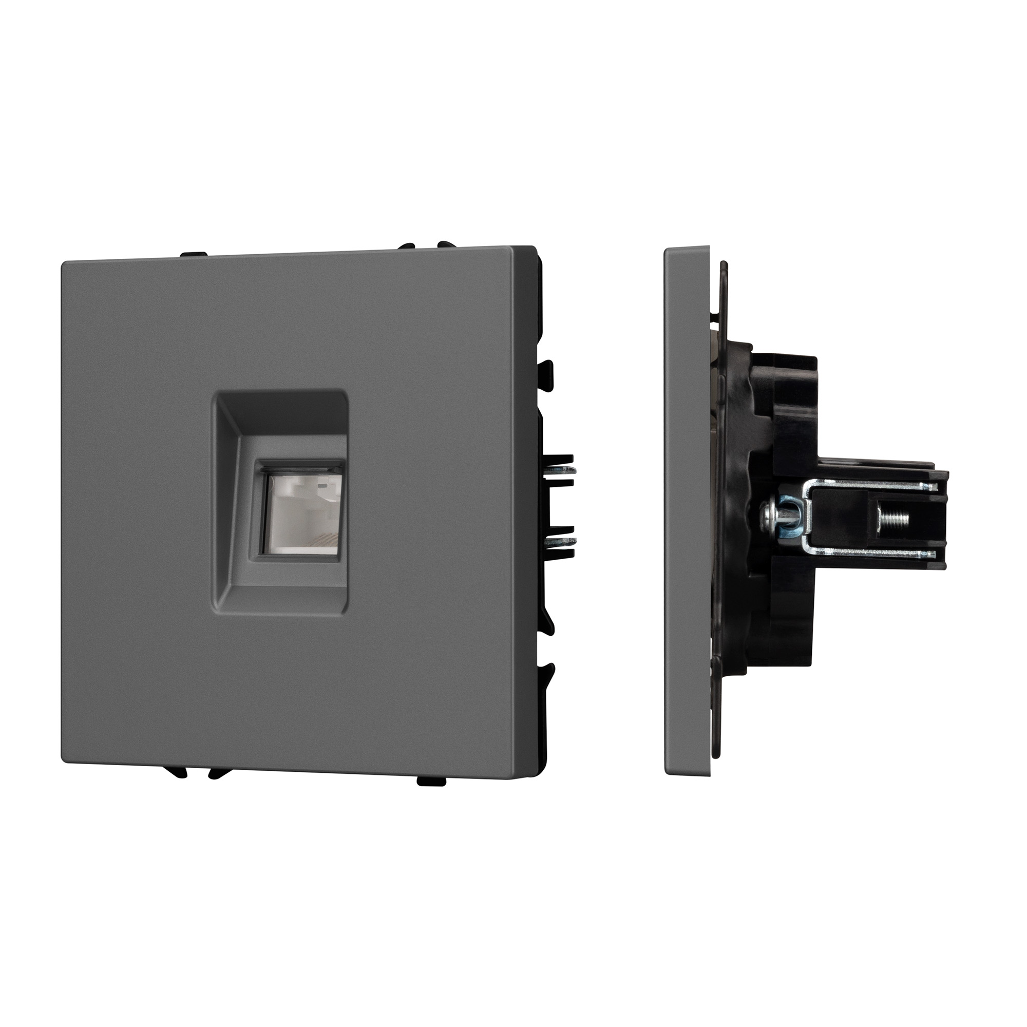 Механизм компьютерной розетки SCT-NOBE-MPC1-SFPL-GR (RJ-45, CAT6) (Arlight, Серый базальт)