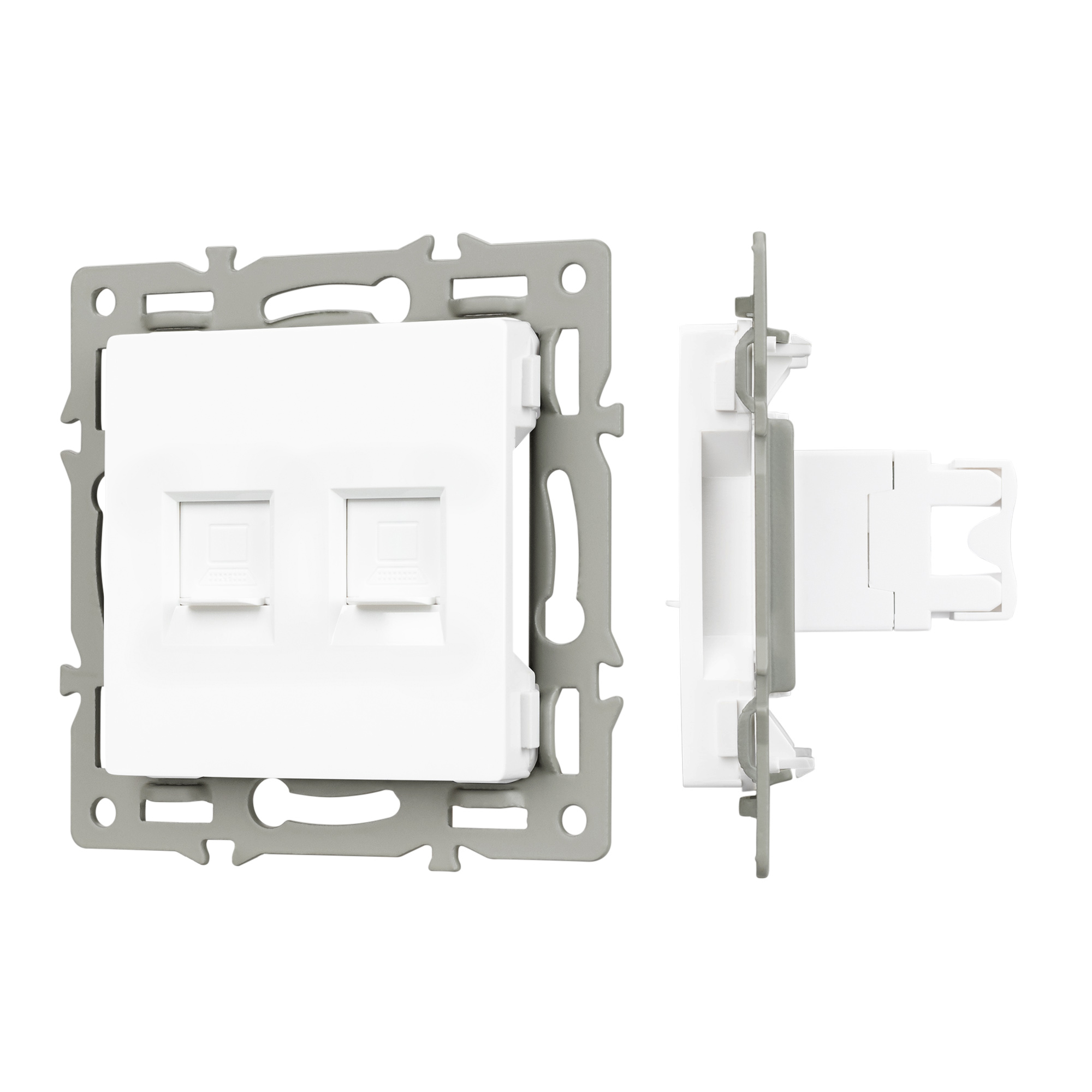 Механизм компьютерной розетки двойной SCT-MPC2-PL-WH (RJ-45, CAT6) (Arlight)