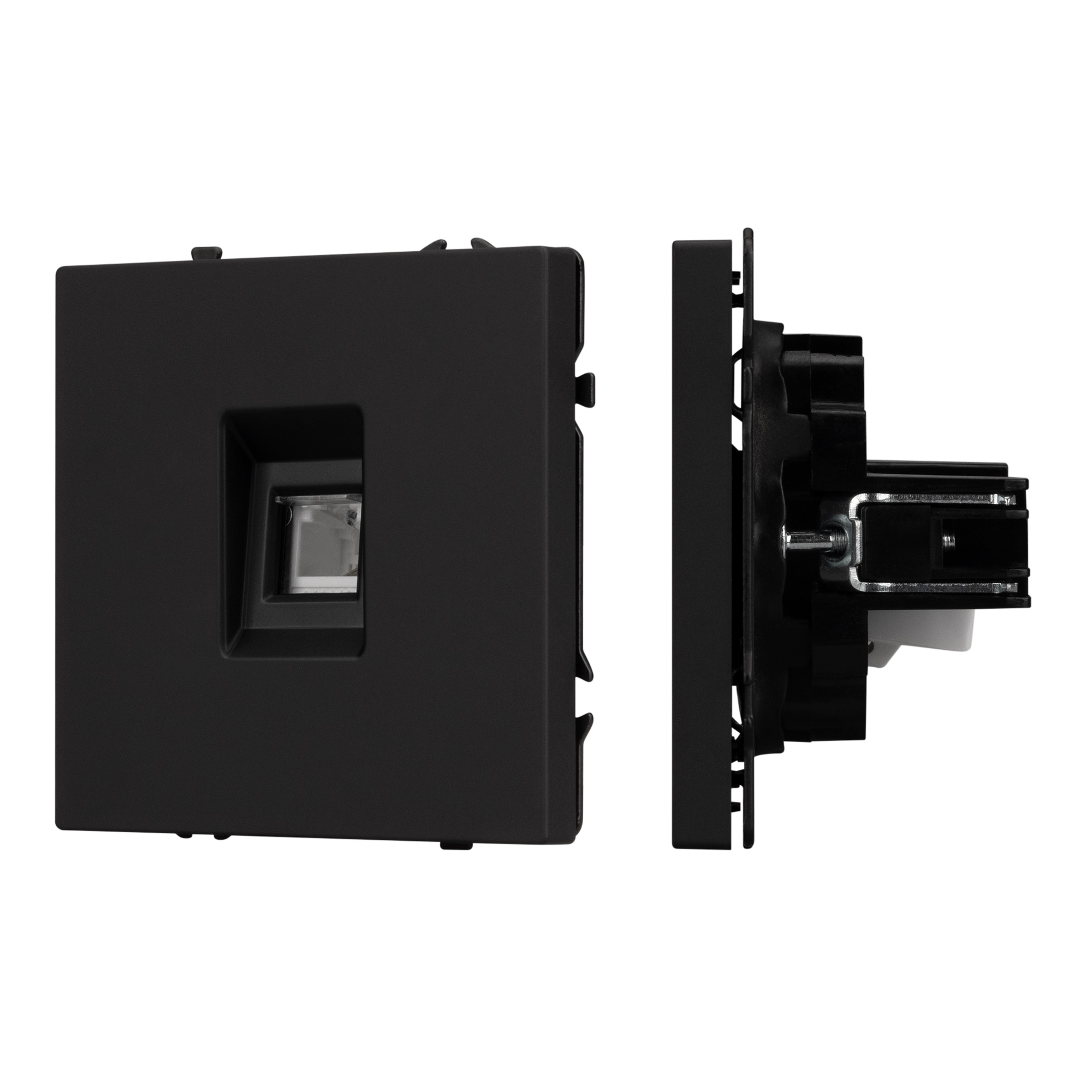 ARL NOBE Розетка телефонная софт-тач черный оникс SCT-MTL1-SFPL-BK (RJ-11, 4C) (Arlight)