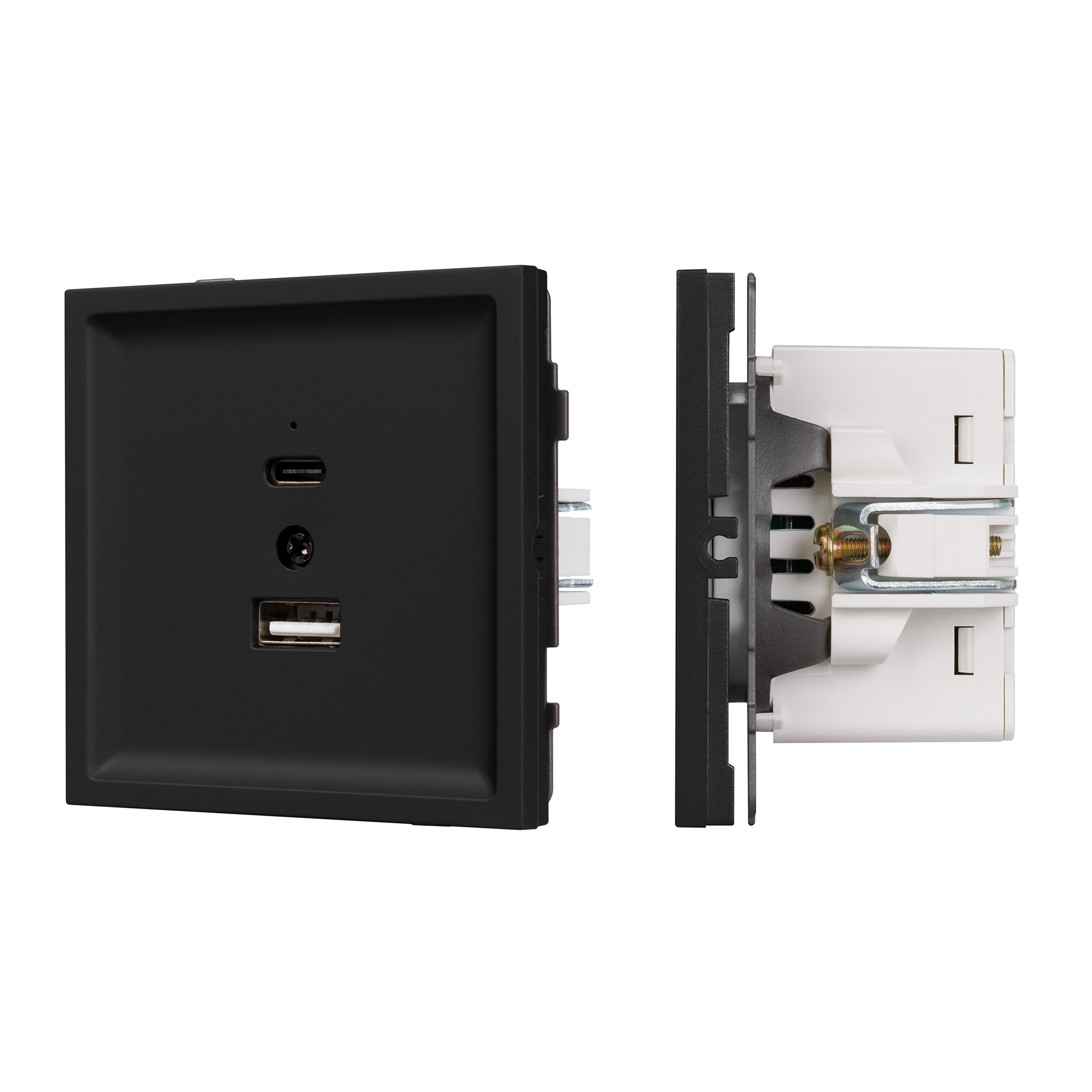 Механизм USB розетки SCT-TENDO-MUAC-SFPL-BK (5V, 3A, QC3) (Arlight, Матовый черный)