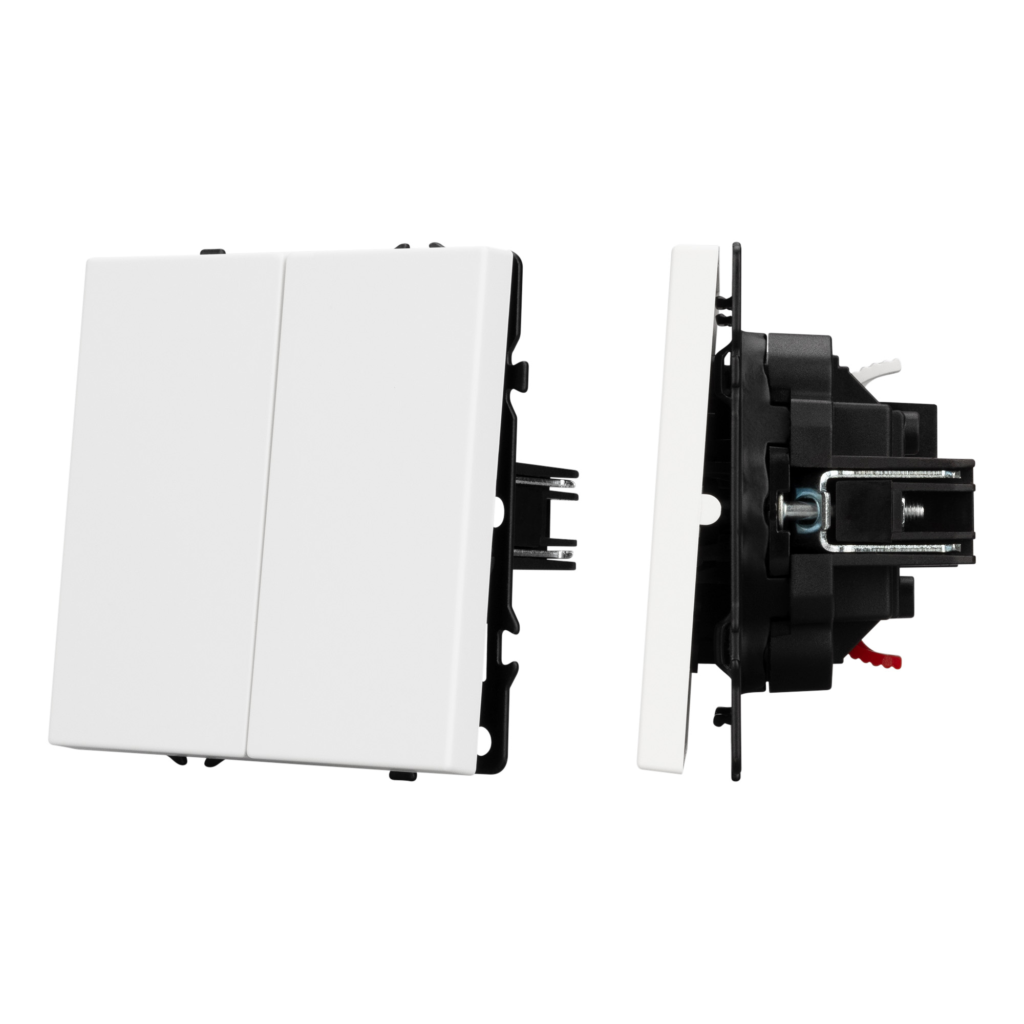 ARL NOBE Выключатель звонковый 2 кл софт-тач белый кварц SWT-MKR2-SFPL-WH (250V, 10A) (Arlight)