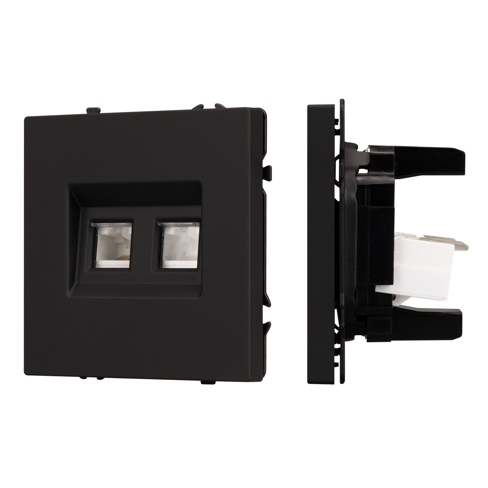 ARL NOBE Розетка компьютерная двойная софт-тач черный оникс SCT-MPC2-SFPL-BK (2хRJ-45, CAT6) (Arlight)