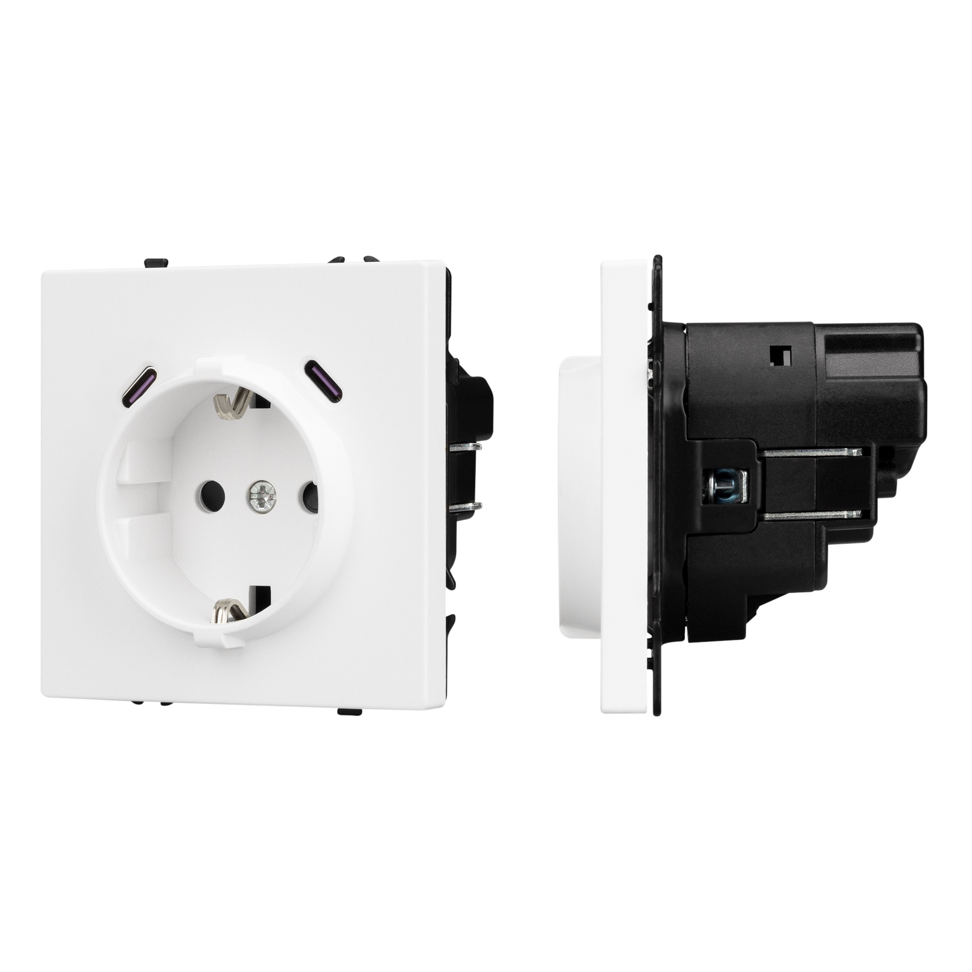 ARL NOBE Розетка зк со шторками с USB тип C+С софт-тач белый кварц SCT-MUCC-SFPL-WH (250V, 16A) (Arlight)