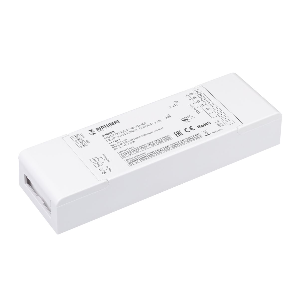 INTELLIGENT ARLIGHT Диммер SMART-CC-205-72-SH-PD-SUF (12-48V, 5x350-1200mA, TUYA Wi-Fi, 2.4G) (IARL, Контроллер)