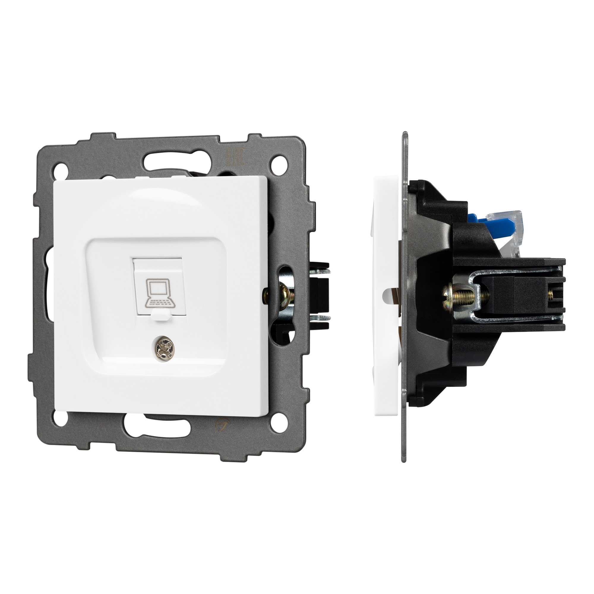 Механизм компьютерной розетки SCT-MPC1-PL-WH-V (RJ-45, CAT6) (Arlight)