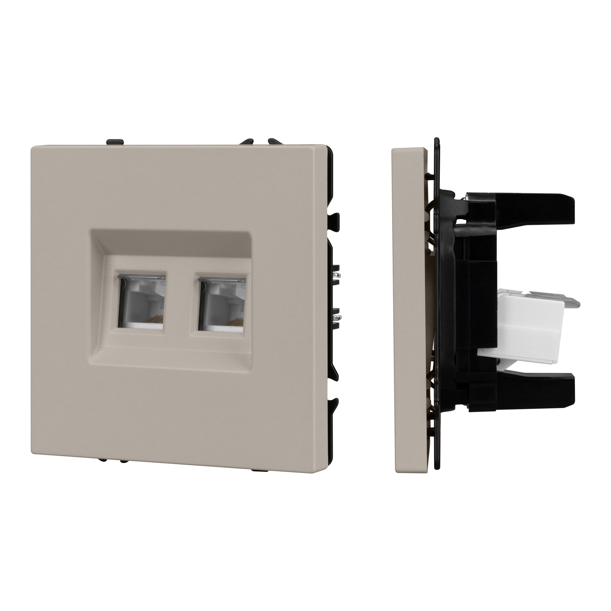 ARL NOBE Розетка компьютерная двойная софт-тач кашемир SCT-MPC2-SFPL-CA (2хRJ-45, CAT6) (Arlight)