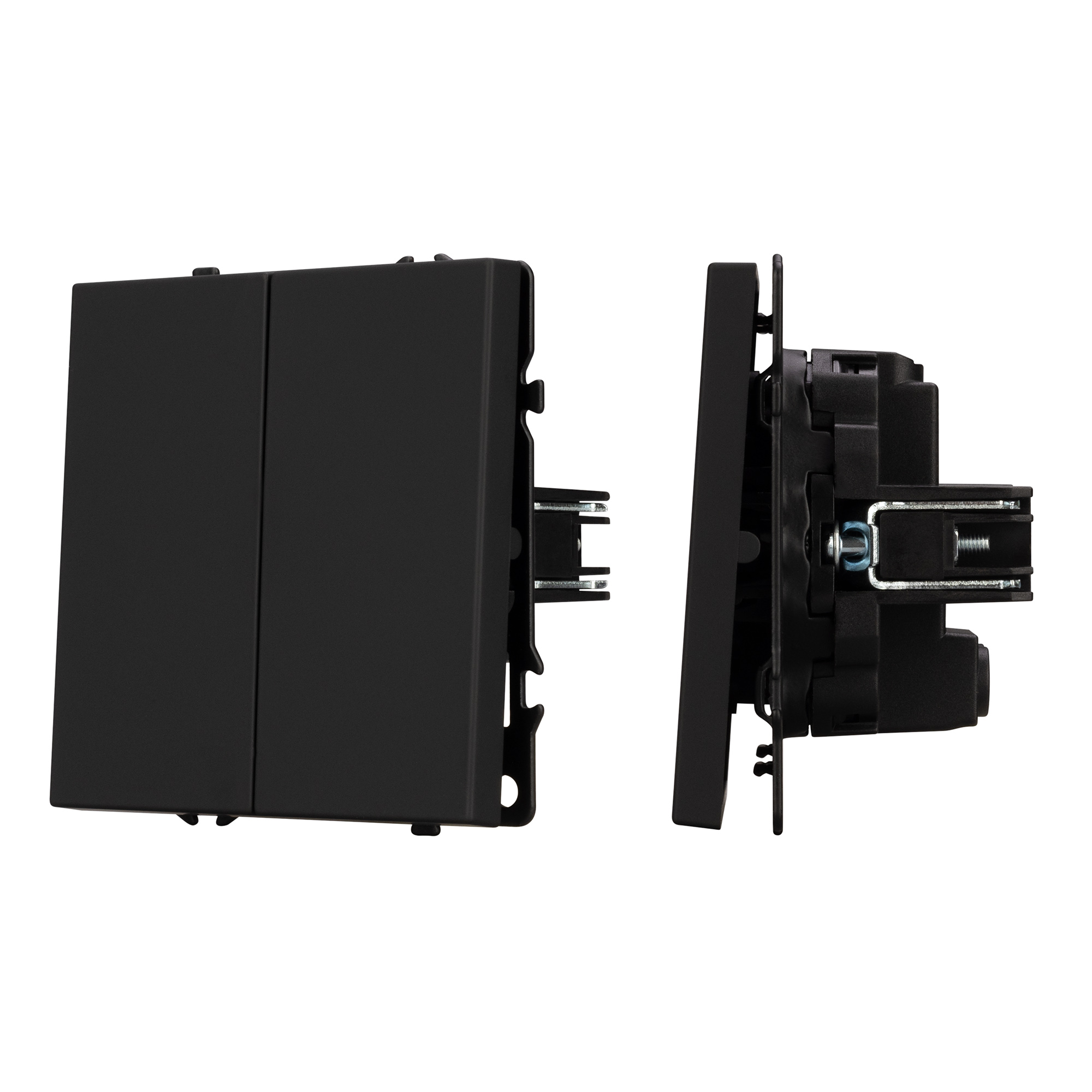 Механизм выключателя двухклавишный перекрёстный SWT-NOBE-MKX2-SFPL-BK (230V, 10A) (Arlight, Черный оникс)