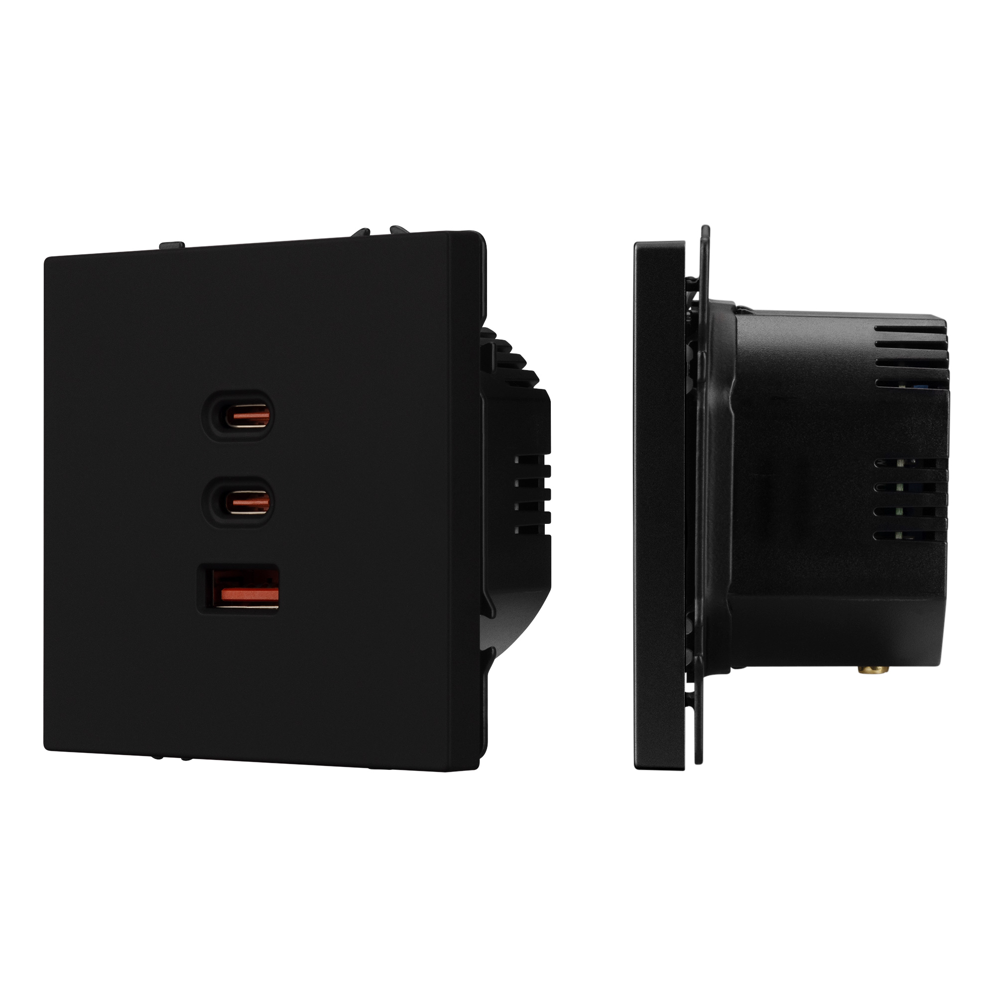 ARL NOBE USB Розетка тип А+С+С софт-тач черный оникс SCT-MUACC-SFPL-FC-BK (65W, QC3) (Arlight)