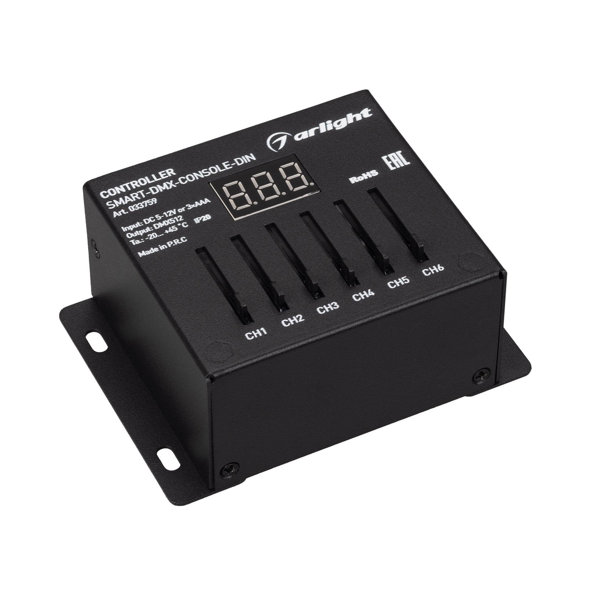 Контроллер SMART-DMX-CONSOLE-DIN (5-12V, 6CH, XLR3) (Arlight, IP20 Металл, 5 лет)