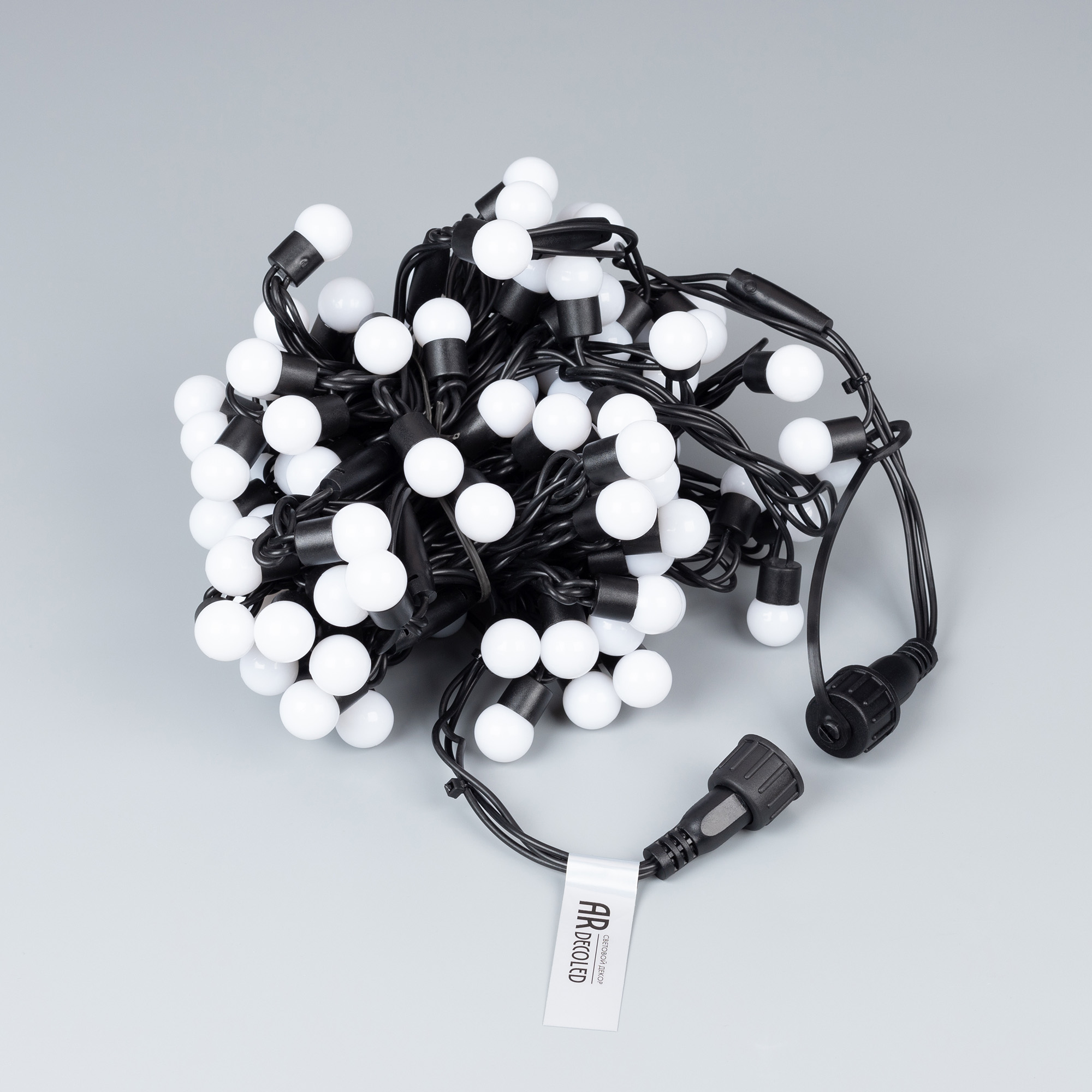Светодиодная гирлянда ARD-BALL-CLASSIC-D17.5-20000-BLACK-200LED BLUE (230V, 14W) (Ardecoled, IP65)