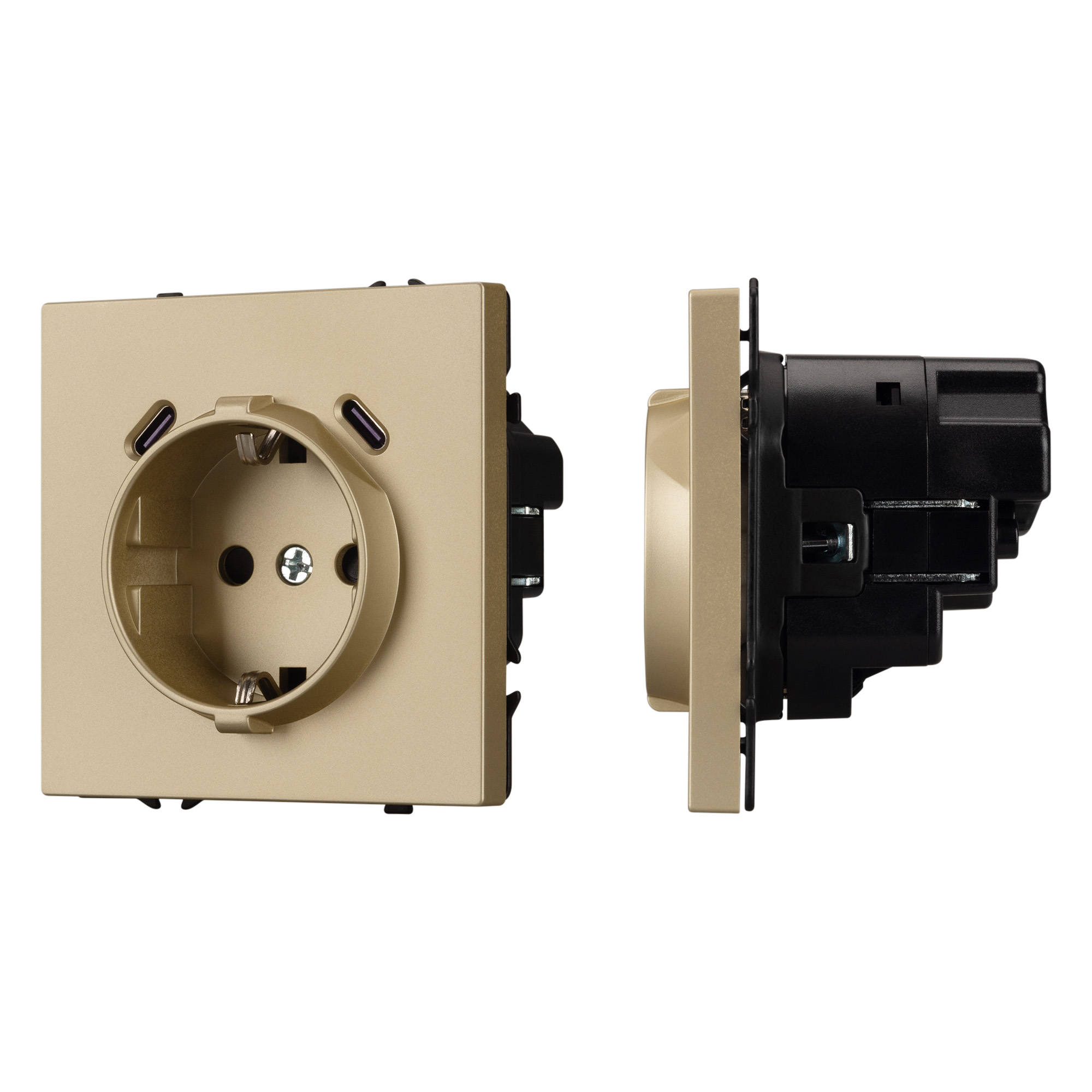 Механизм розетки с USB зарядкой SCT-NOBE-MUCC-SFPL-GD (230V, 16A) (Arlight)