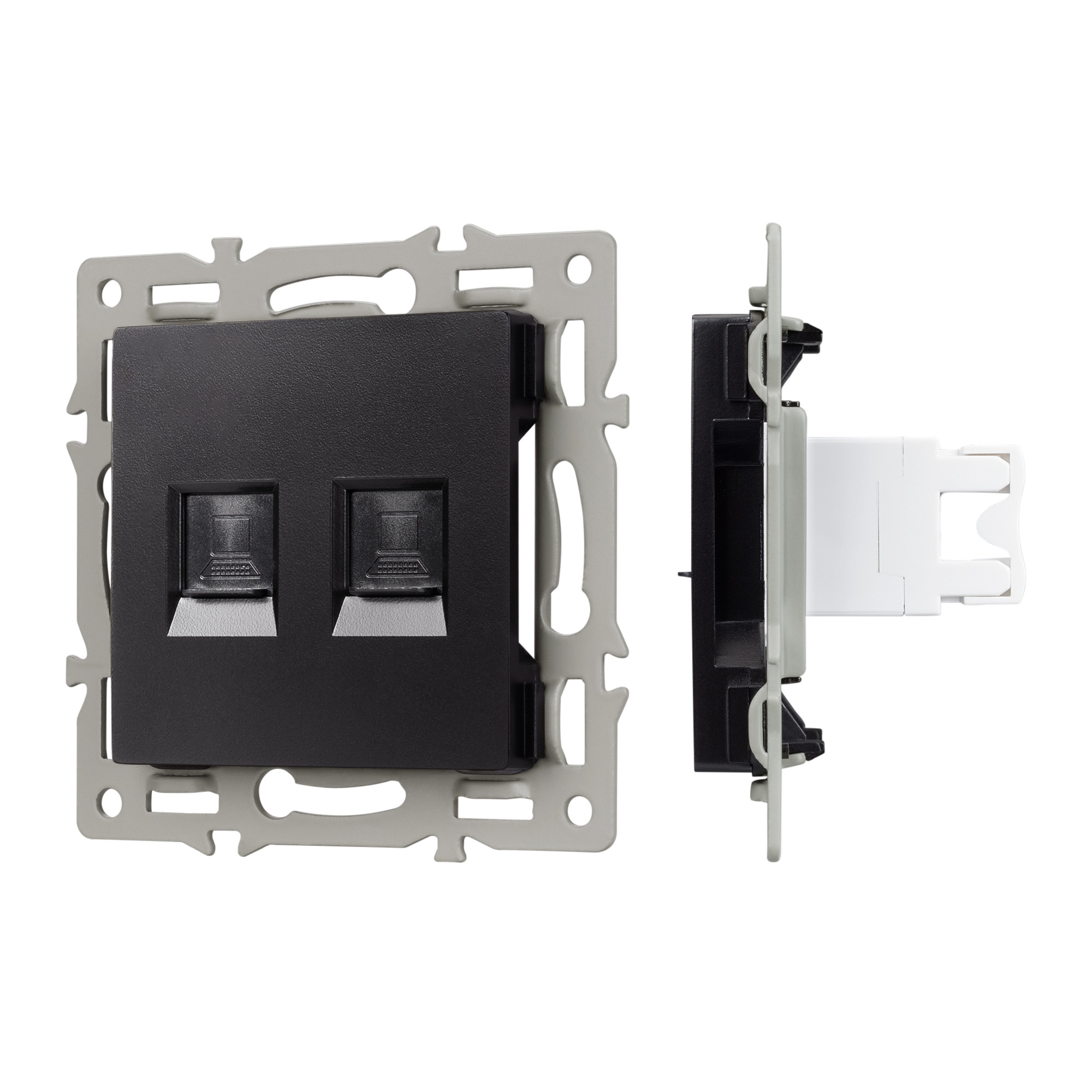 Механизм компьютерной розетки двойной SCT-MPC2-PL-BK (RJ-45, CAT6) (Arlight)