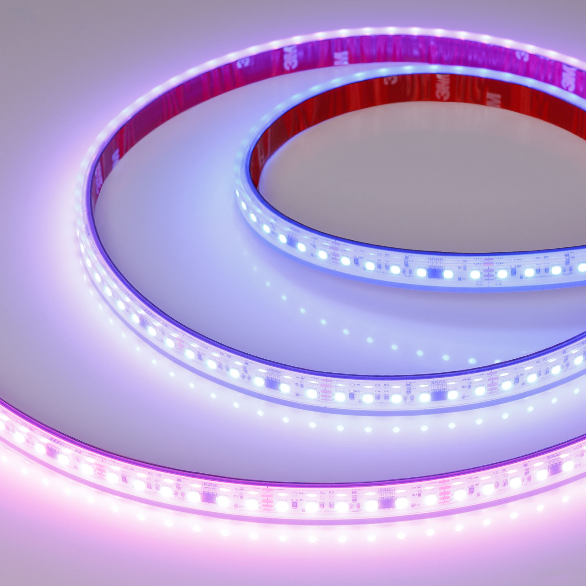 Лента герметичная SPI-PS-A120-12mm 24V RGB-PX6-BPT (23 W/m, IP67, 2835, 5m) (Arlight, бегущий огонь)