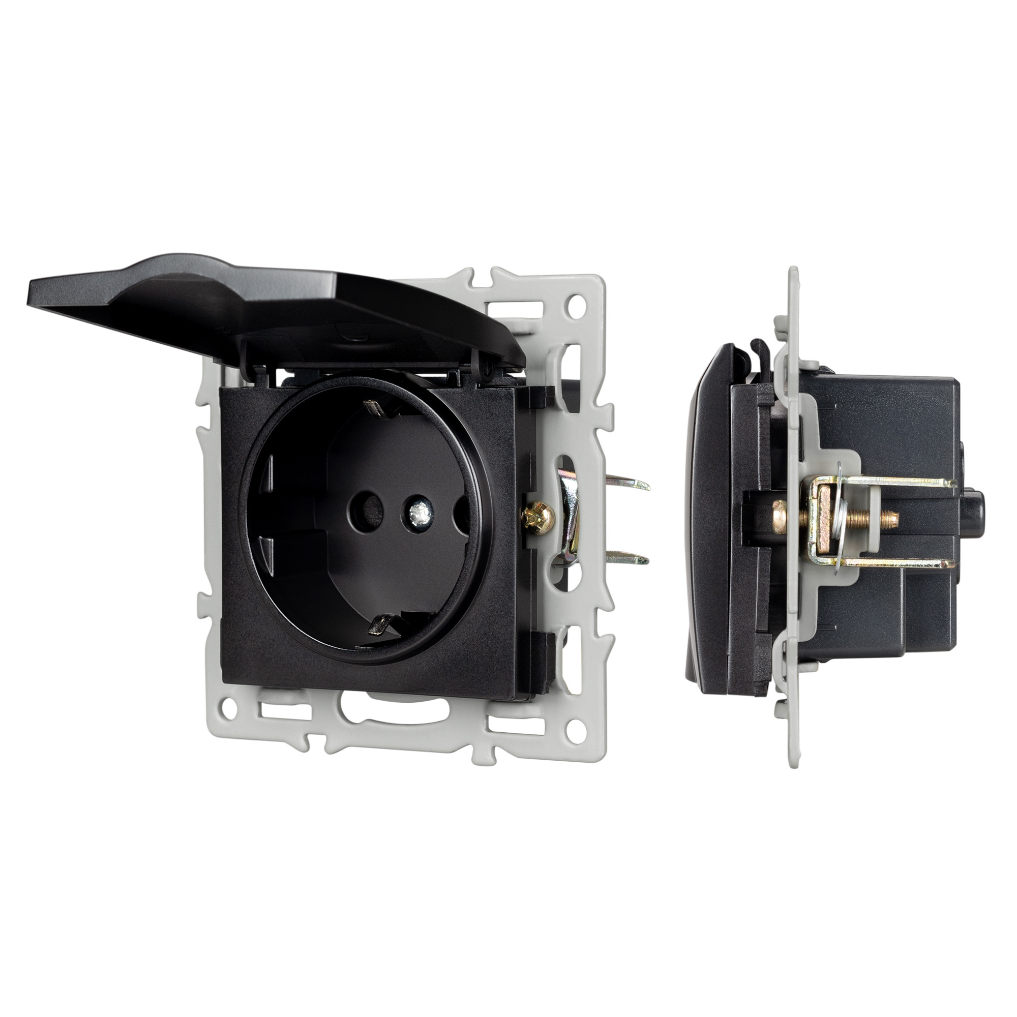 Механизм розетки влагозащищённый SCT-MCP-PL-BK (250V, 16A) (Arlight)