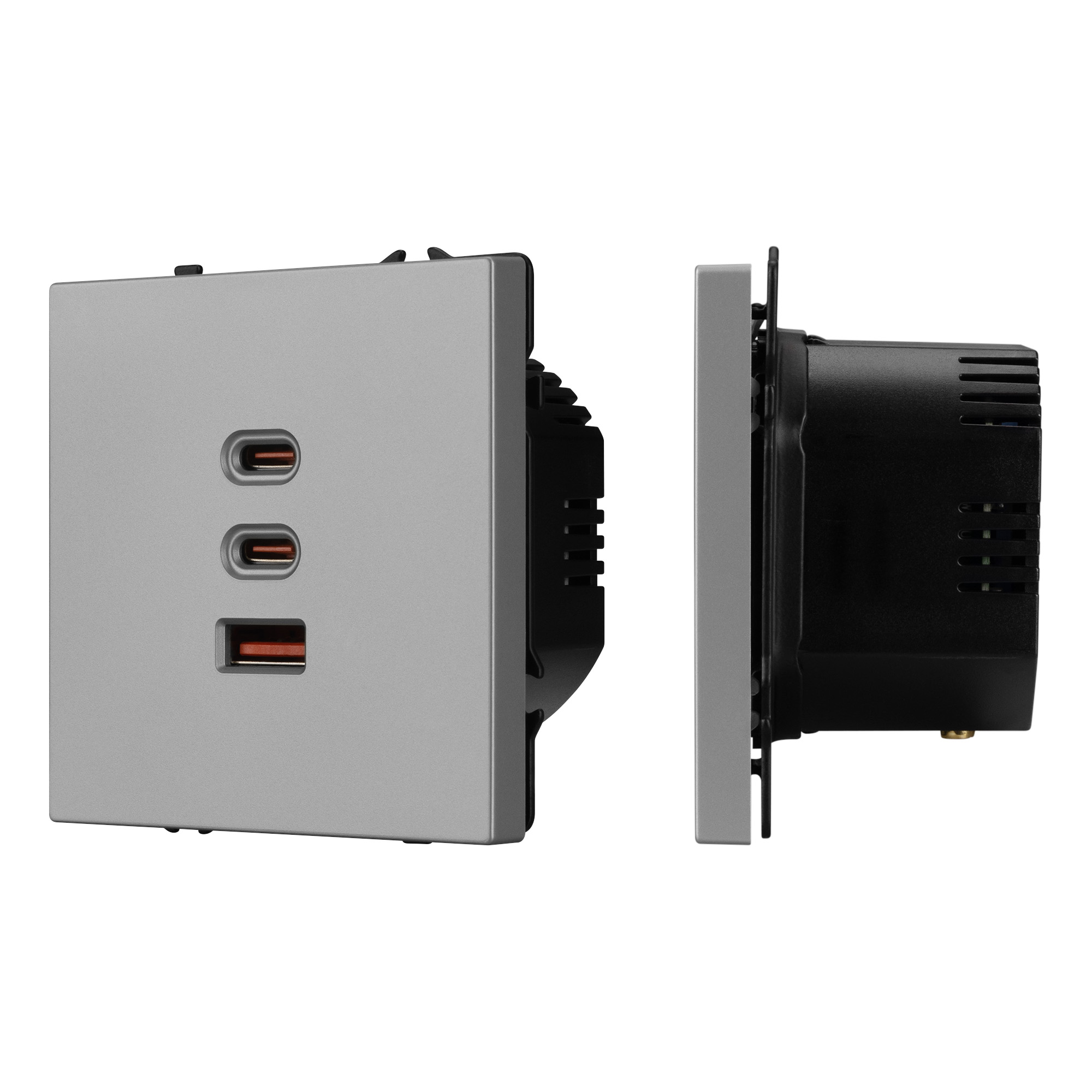 ARL NOBE USB Розетка тип А+С+С софт-тач никель SCT-MUACC-SFPL-FC-IS (65W, QC3) (Arlight)