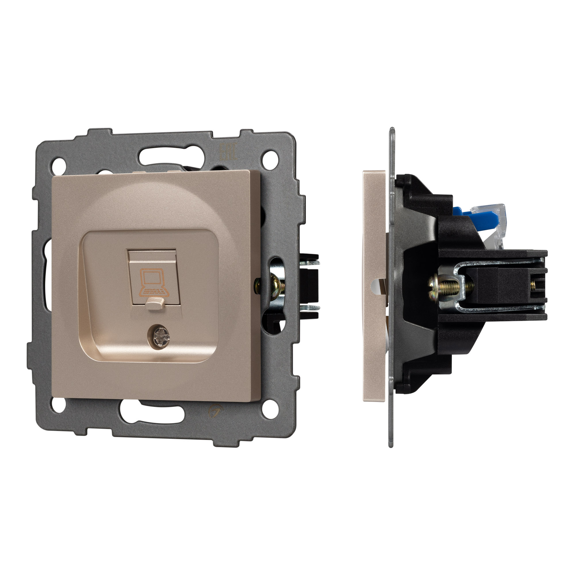 Механизм компьютерной розетки SCT-MPC1-PL-GD-V (RJ-45, CAT6) (Arlight)