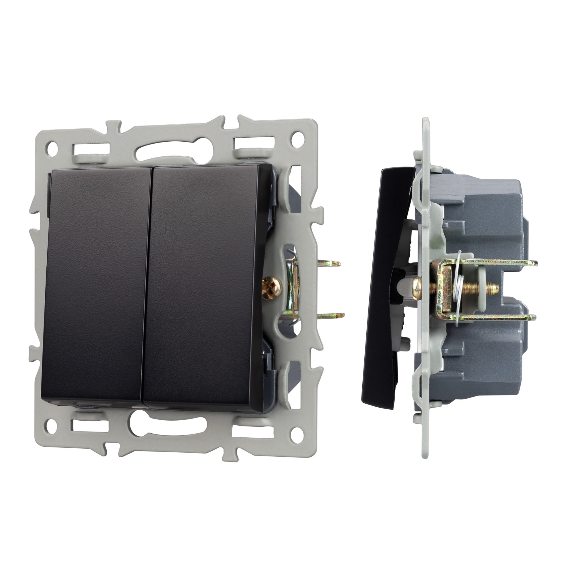 Механизм выключателя двухклавишный проходной SWT-MKP2-PL-BK (250V, 16A) (Arlight)