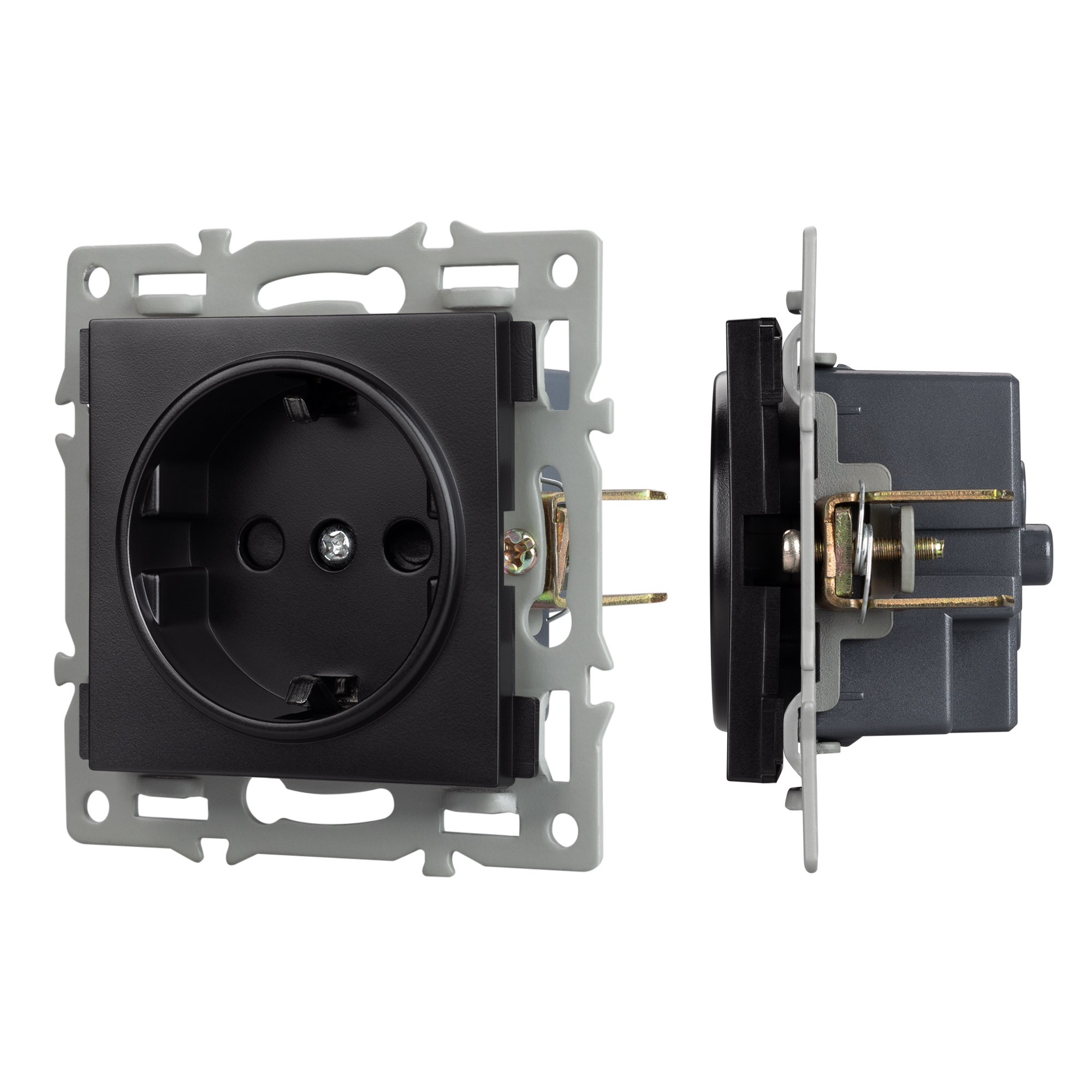 Механизм электрической розетки SCT-MEU1-PL-BK (250V, 16A) (Arlight)