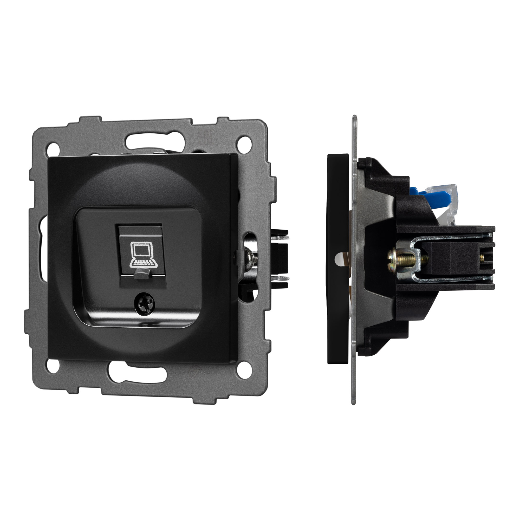 Механизм компьютерной розетки SCT-MPC1-PL-BK-V (RJ-45, CAT6) (Arlight)