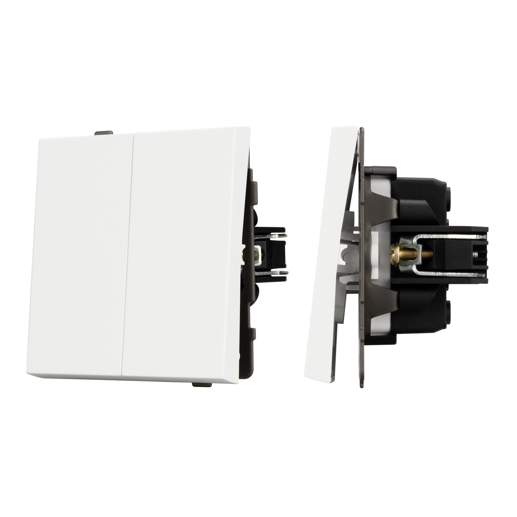 Механизм выключателя двухклавишный проходной SWT-TENDO-MKP2-SFPL-WH (230V, 10A) (Arlight, Матовый белый)