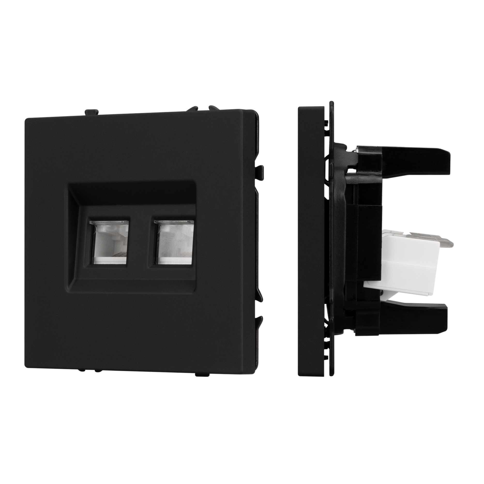 Механизм сдвоенной телефонной розетки SCT-NOBE-MTL2-SFPL-BK (RJ-11, 4C) (Arlight, Черный оникс)