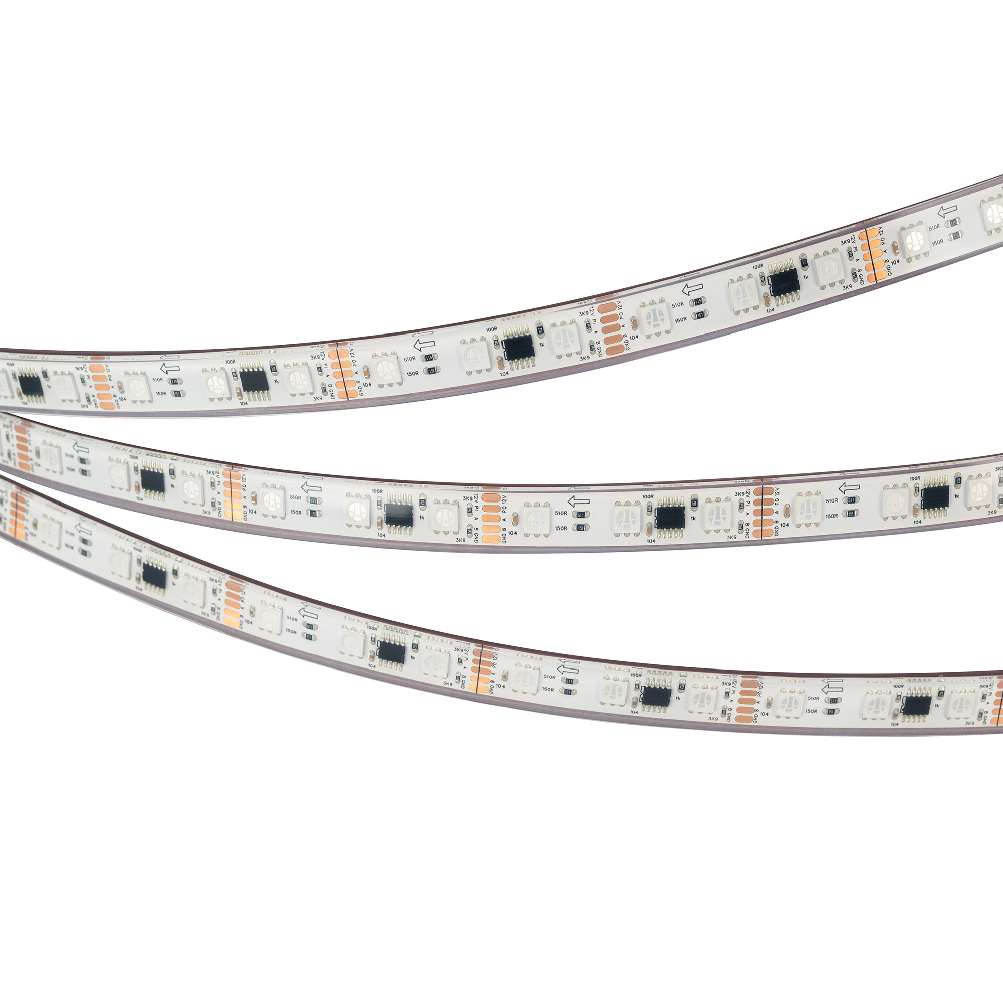 Лента герметичная DMX-PFS-B60-12mm 12V RGB-PX3 (14 W/m, IP68, 5060, 5m) (Arlight)