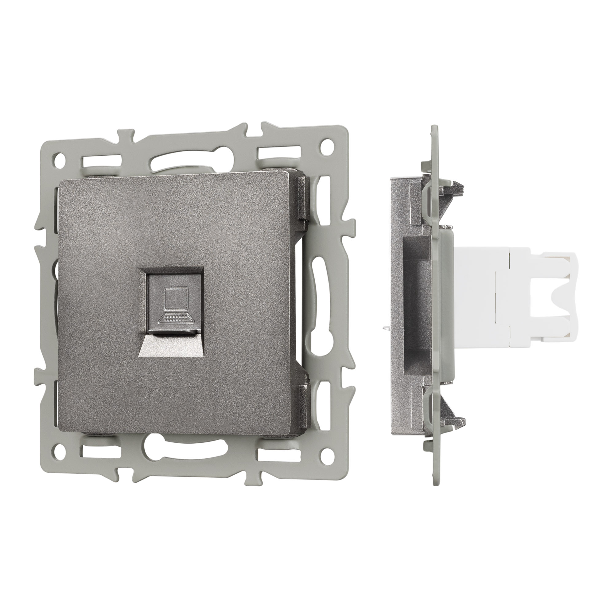 Механизм компьютерной розетки SCT-MPC1-PL-GR (RJ-45, CAT6) (Arlight)