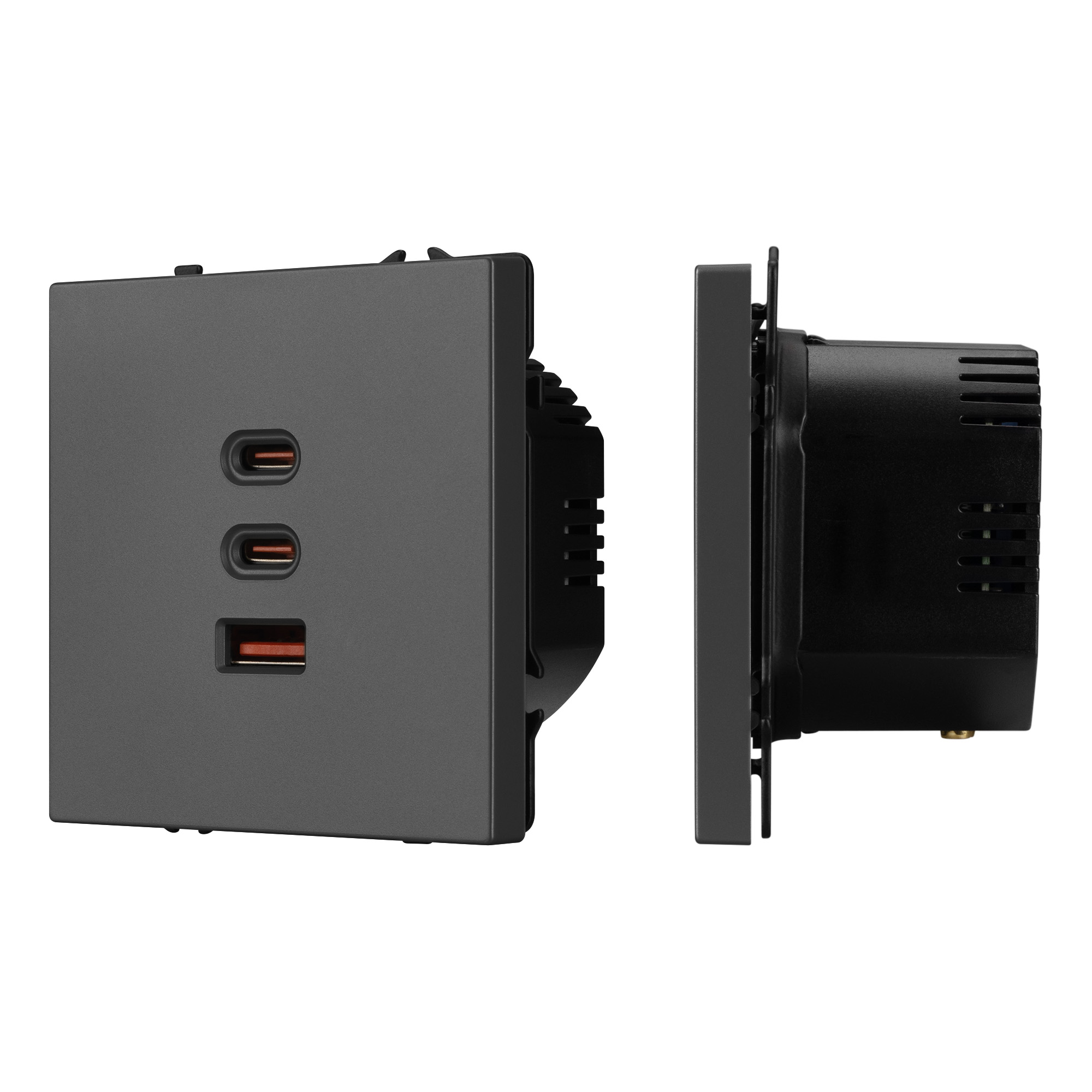 Механизм розетки с быстрой USB зарядкой SCT-NOBE-MUACC-SFPL-FC-GR (65W, QC3) (Arlight)