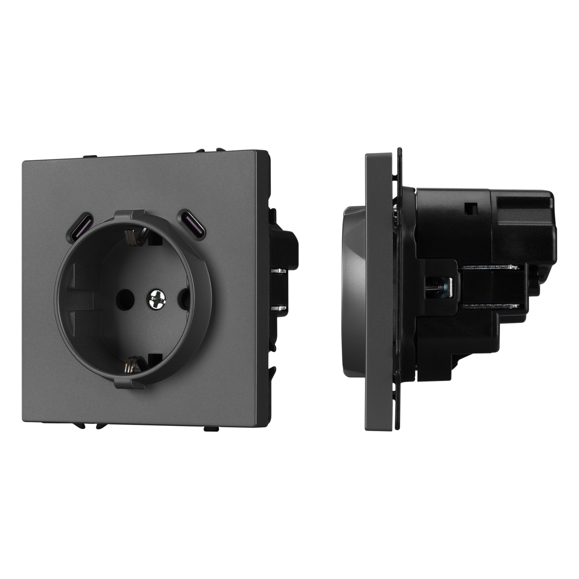 Механизм розетки с USB зарядкой SCT-NOBE-MUCC-SFPL-GR (230V, 16A) (Arlight)